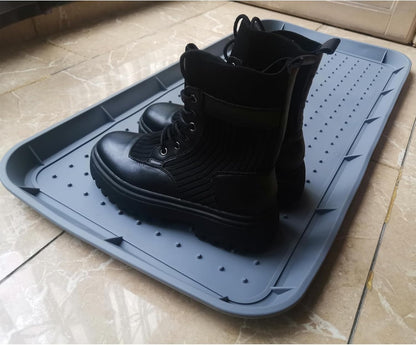Boot Tray for Entryway,Hard Plastic Boot Mat,Shoe Tray,Shoe Mat for Indoor and Outdoor Use (Black Flower (Hard Plastic), 29.5X14.9 inch)