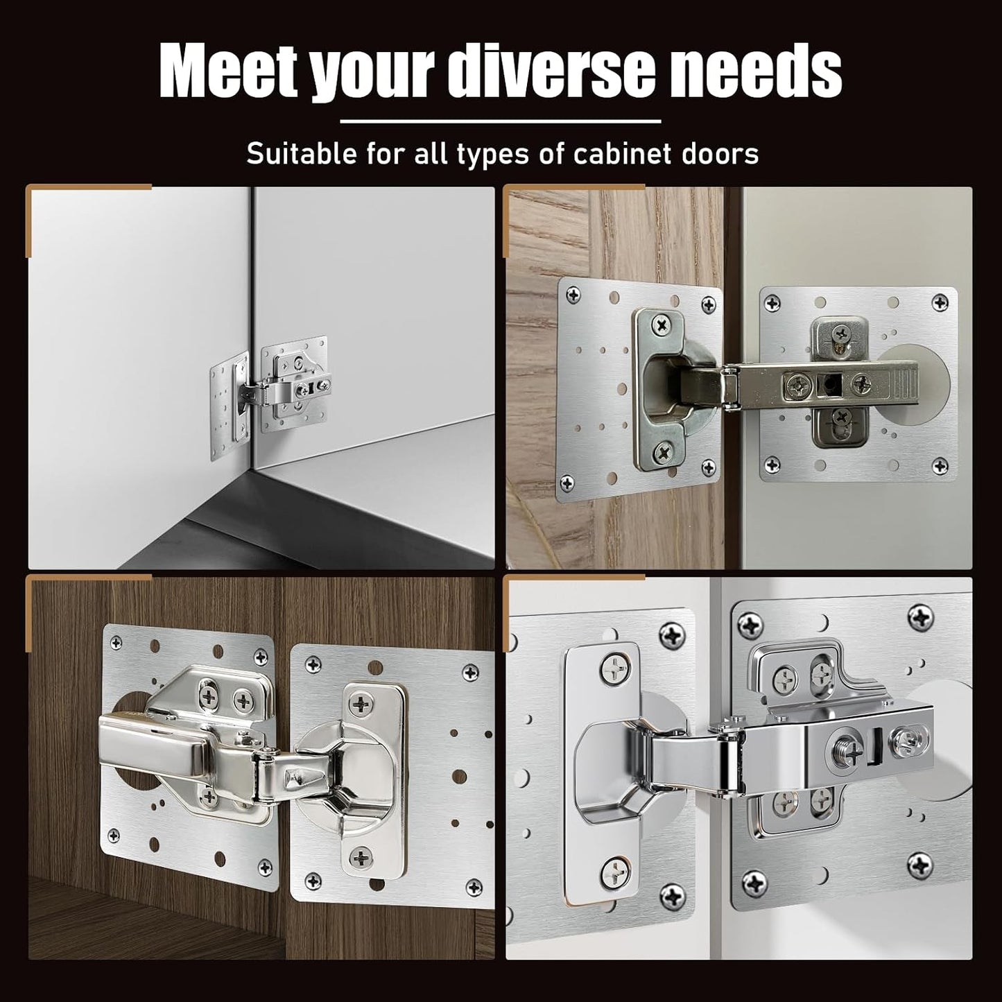 20 PCS Upgraded Cabinet Hinge Repair Plate Kit Thickened by 0.7 mm Stainless Steel Hinge Repair Brackets Kit Metal Hinges Repairs Fixing Plates with Screw for Kitchen Cupboard Door Locker Cabinet Door