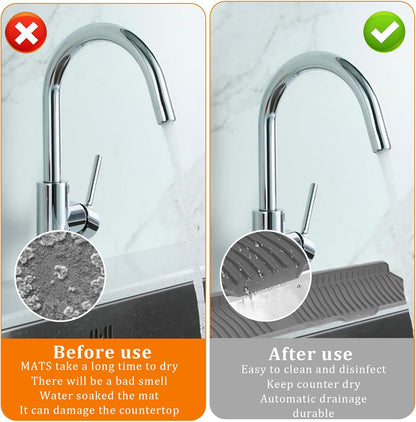 30 Inch Sink Splash Guard,Longer Silicone Sink Mat for Kitchen Bathroom,Kitchen Faucet,Silicone Sink Faucet Mat Splash Guard, Drip Protector Splash Countertop (Grey)