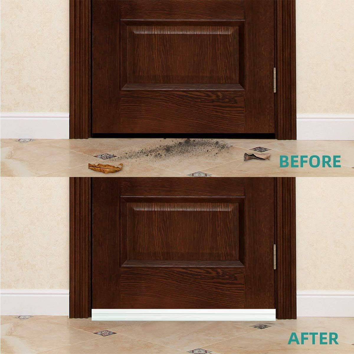 Suptikes Door Draft Stopper Under Door Sweep for Exterior & Interior Doors, Weather Stripping Door Seal, Strong Adhesive Door Sweep Soundproof Weather Stripping, 2" W x 39" L, White