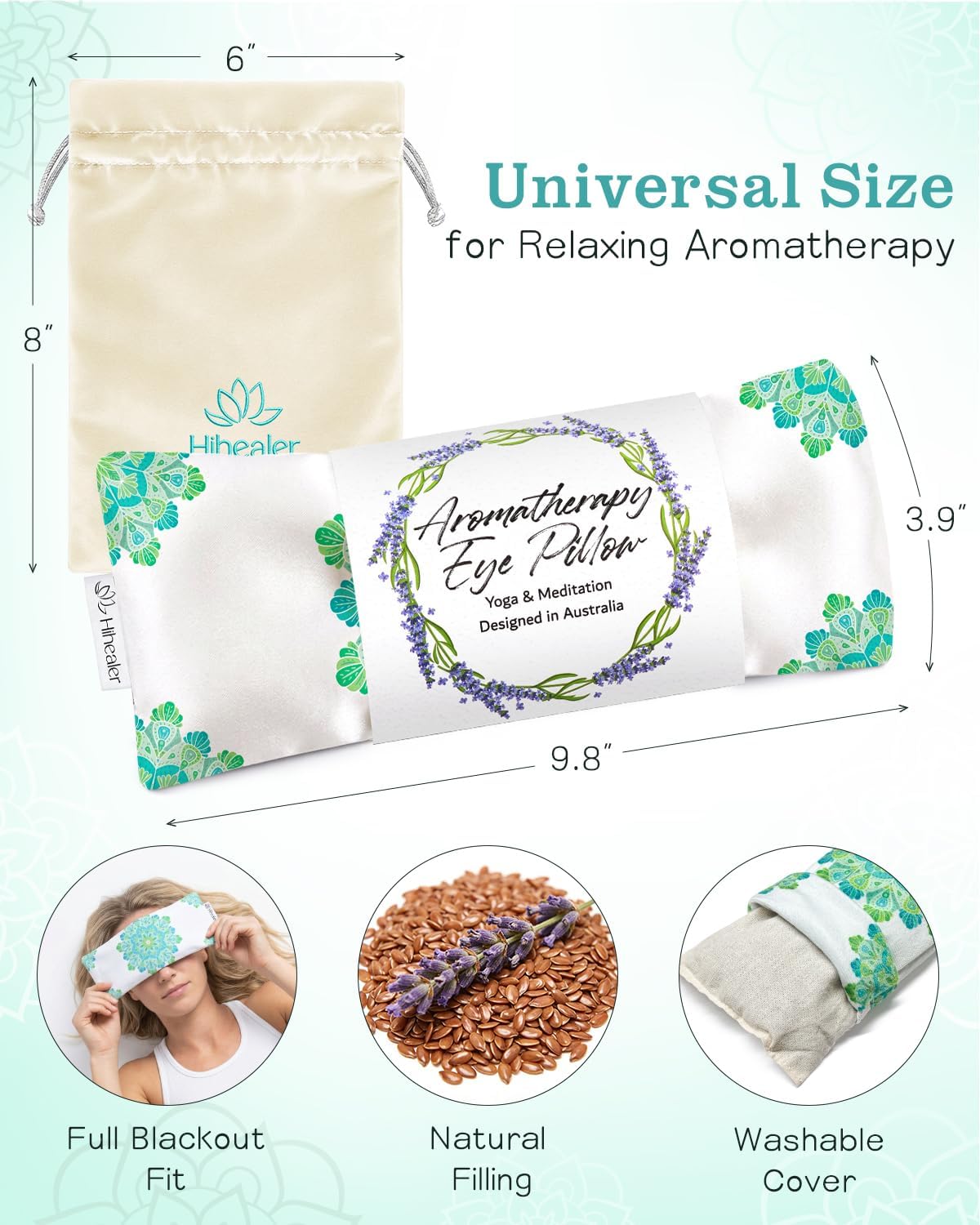 Hihealer Lavender Eye Pillow for Relaxation, Yoga, Sleep, Weighted Eye Mask