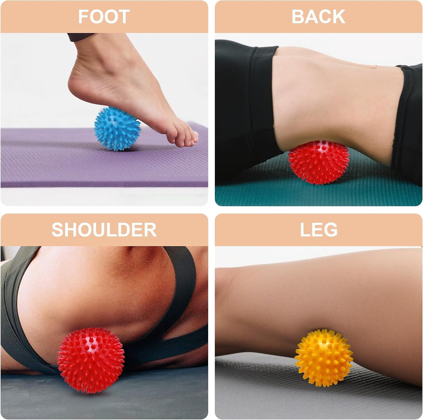 2PCS Firm Massage Lacrosse Balls for Myofascial Release, Muscle Knots, Trigger Point Therapy, Yoga Deep Tissue Massage, Foot Plantar Fasciitis, Muscle Soreness Massager Ball