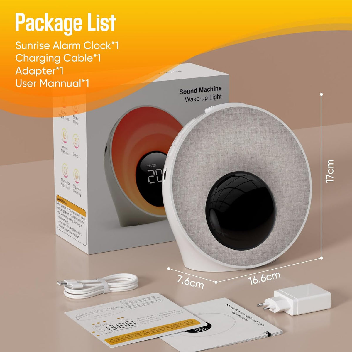 Sunrise Alarm Clock, Wake Up Light, Sleep Sound Machine for Bedroom