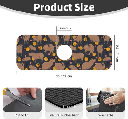 Wildflowers Floral Flower Kitchen Sink Splash Guard Faucet Mat Super Absorbent Fast Drying Mat Sink Gadgets-Fast Drying Pad Sink Mat For Kitchen Bathroom (15" X 5.5" )