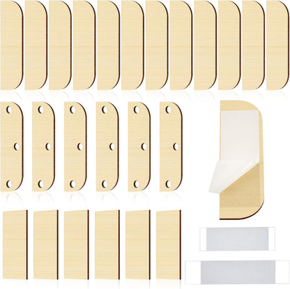 24 Set Wooden Hinge Filler Plates Kit Door Hinge Repair Plate for Kitchen Cabinet Hinges Door Cover Plate Hole Cover Fillers with Double Sided Tape(Log)