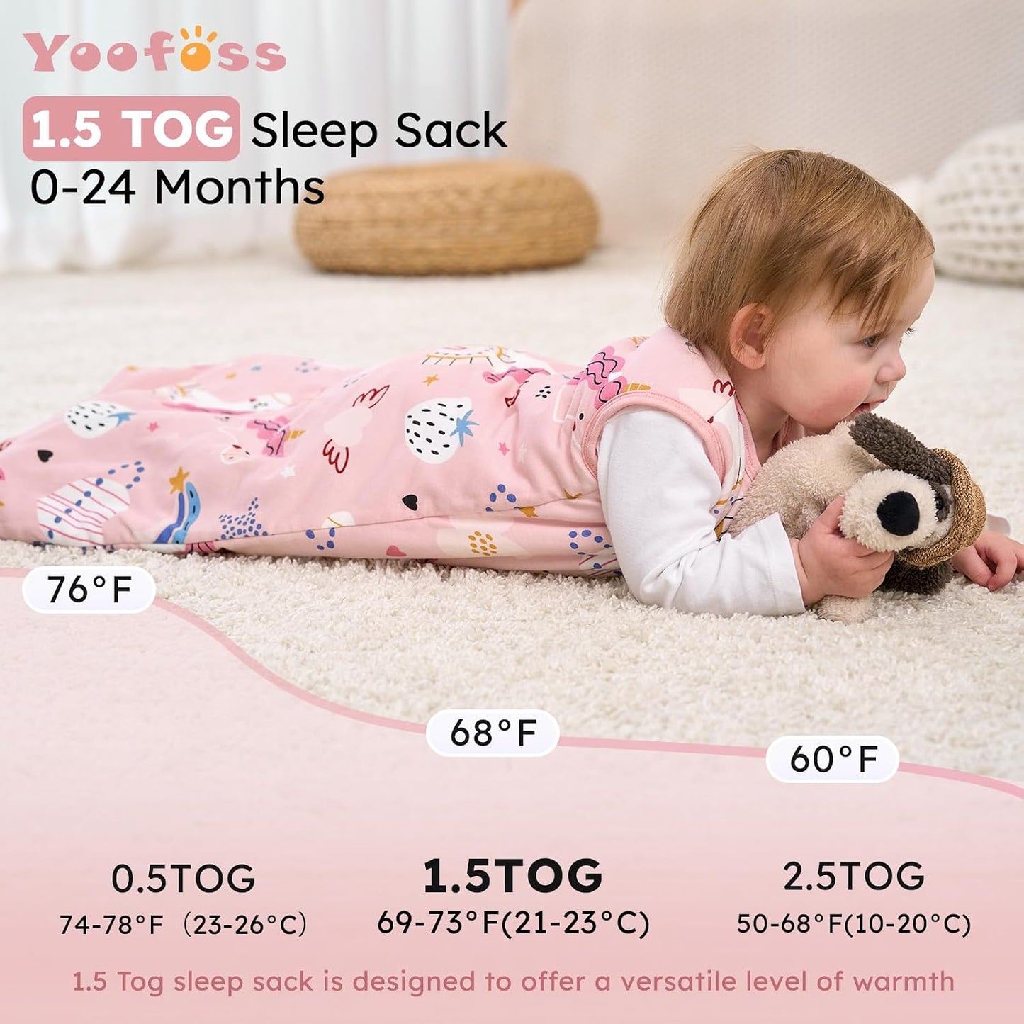 Yoofoss Baby Sleep Sack 0-6 Months Wearable Blanket for Babies 100% Organic Cotton 2-Way Zipper TOG 0.5 Toddler Sleeping Sack 3 Pack, Sleep Sacks