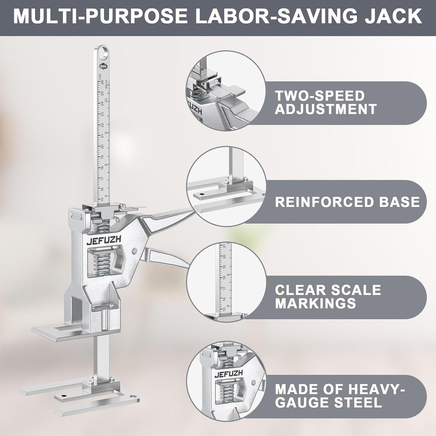 Labor Saving Arm Jack 2 Pack, Load-Bearing 440 lb Multi-Function Height Adjustment Lifting Device, Hand Furniture Lifter Tool, Furniture Jack for Lifting Door Furniture, Wall Tile Positioning