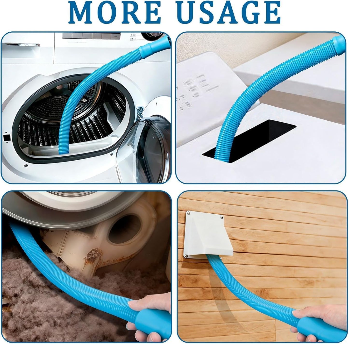 4 Pieces Dryer Vent Cleaner Kit with Dryer Vacuum Hose Attachment | Fits dryer vents and lint traps, universal lint attachments effortlessly clear lint and dust clogged inside ducts