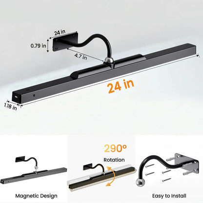 Picture Light for Wall, 12" Rechargeable Wireless Battery Operated Painting Lighting, Dimmable LED with Remote 3CCT for Wall Art Gallery Display (Black)