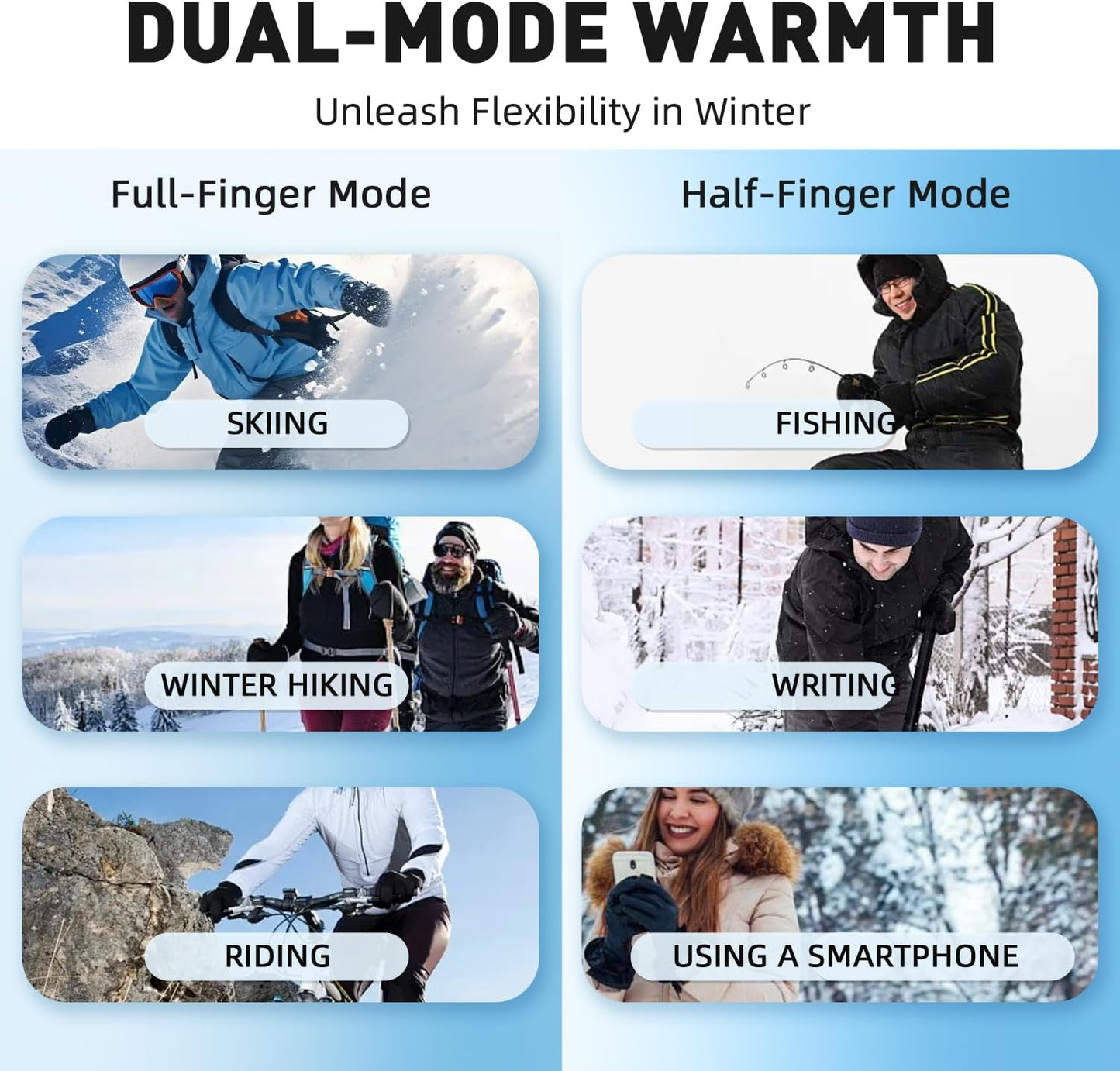 Rechargeable Electric Gloves for Women & Men, Touchscreen Fingerless Gloves for Winter, Heated Hand Warmers