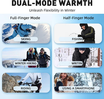 Rechargeable Electric Gloves for Women & Men, Touchscreen Fingerless Gloves for Winter, Heated Hand Warmers