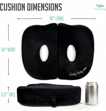 Cushy Tushy Premium Foldable Travel Seat Cushion - for Relief of Lower Back, Sciatic, Butt and Tailbone Pain - for Home & Office Use, Perfect for Travel or Driving - Coccyx Seat Cushion