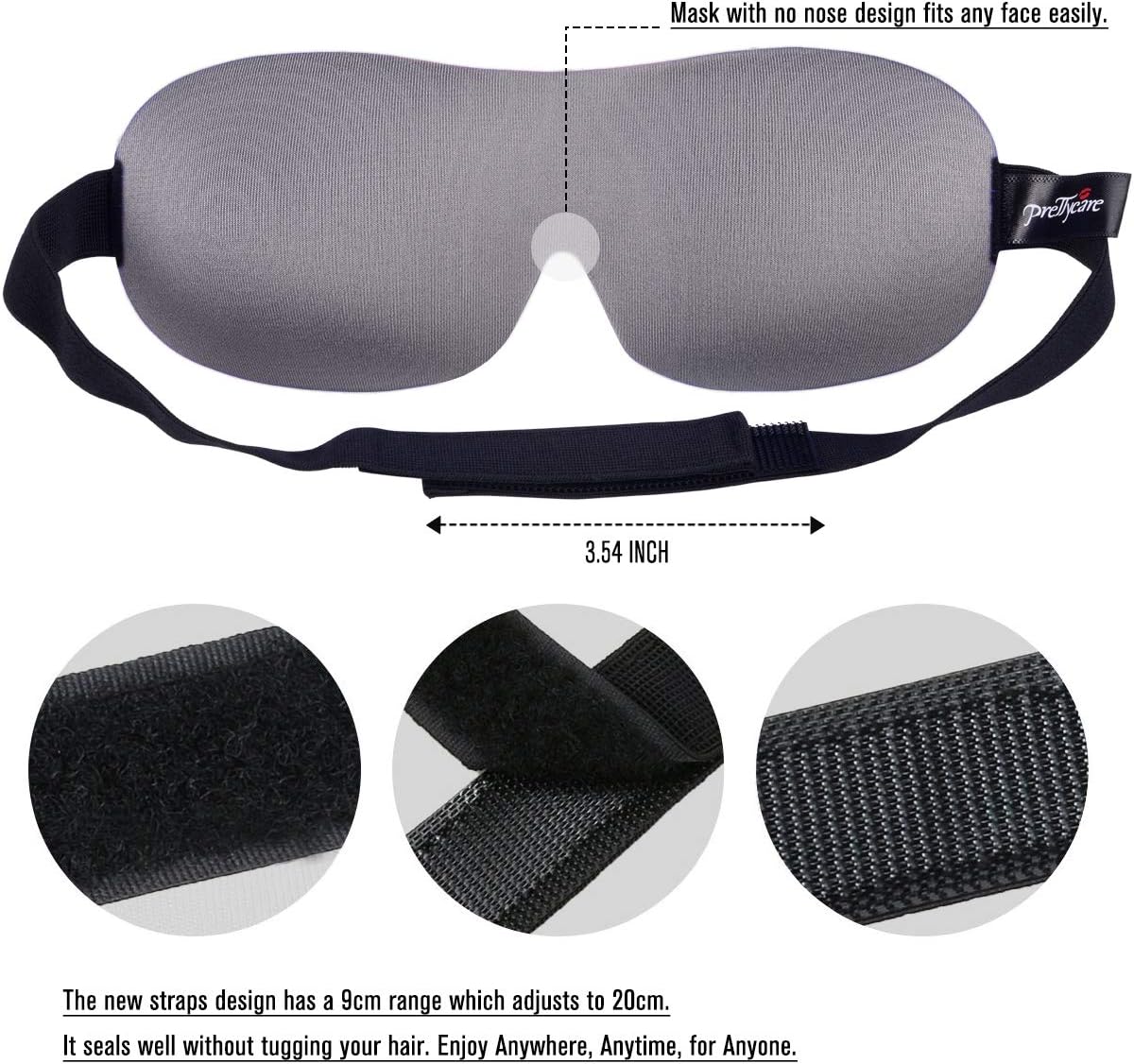 PrettyCare 3D Sleep Mask 2 Pack,Eye Mask for Side Sleeper 3D Contoured Sleeping Mask Blackout Out for Men- Blindfold Airplane with Ear Plugs, Night Masks with Travel Bag (Black&Blue)