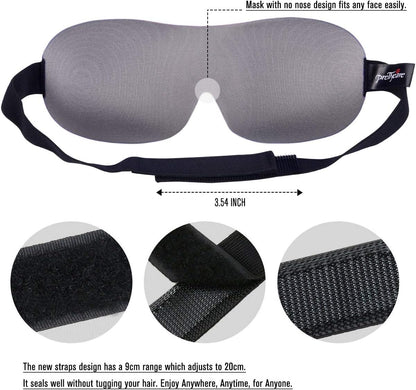 PrettyCare 3D Sleep Mask 2 Pack,Eye Mask for Side Sleeper 3D Contoured Sleeping Mask Blackout Out for Men- Blindfold Airplane with Ear Plugs, Night Masks with Travel Bag (Black&Blue)