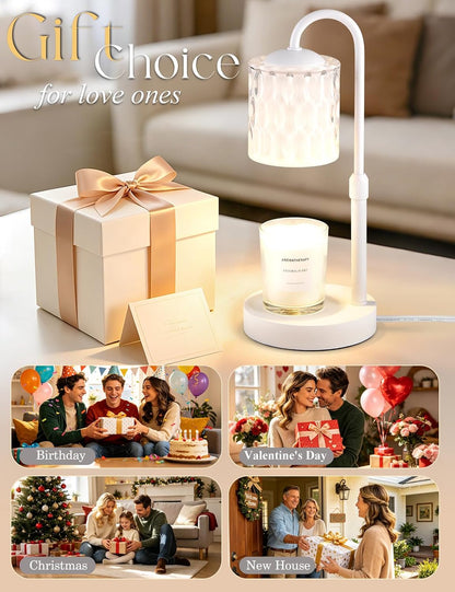 Briever Dimmable Candle Warmer Lamp with Timer, Height Adjustable Electric Candle Wax Warmer, Christmas Birthday Gifts for Women Mom, House Warming Gifts New Home Room Decor, Black Solid Wood Base
