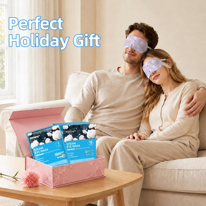 16 Pack Self Heating Steam Eye Mask - Disposable Warming Eye Mask for Dry Eyes, Travel & Sleep Essential, Soothing Relief for Eye Fatigue, Ideal Spa Gift (Lavender)