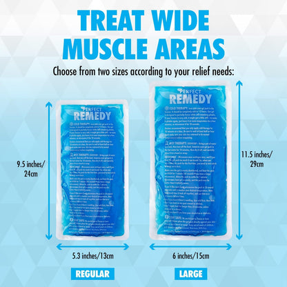 Perfect Remedy 2-Pack Gel Ice Packs for Injuries with Strap Cover, Flexible Hot Cold Compress, Soothing Soft Ice Packs for aid in Injuries Conditions, Alternative to Hot Water Bottles (Blue, Regular)