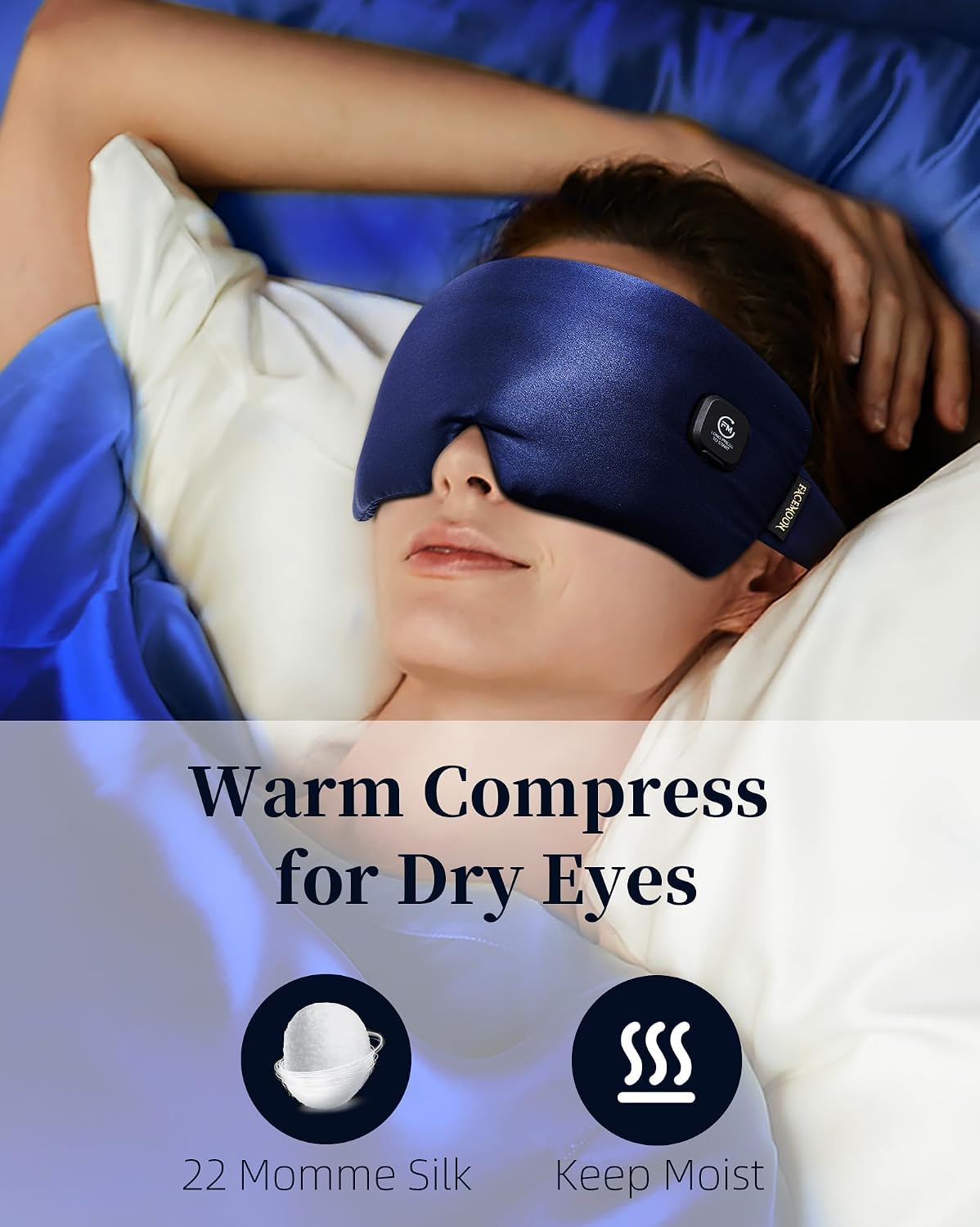 Heated Eye Mask for Dry Eyes - Silk Cordless Warm Eye Compress Moist Heat