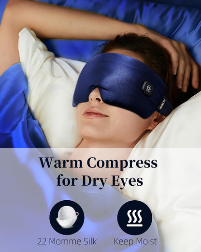 Heated Eye Mask for Dry Eyes - Silk Cordless Warm Eye Compress Moist Heat