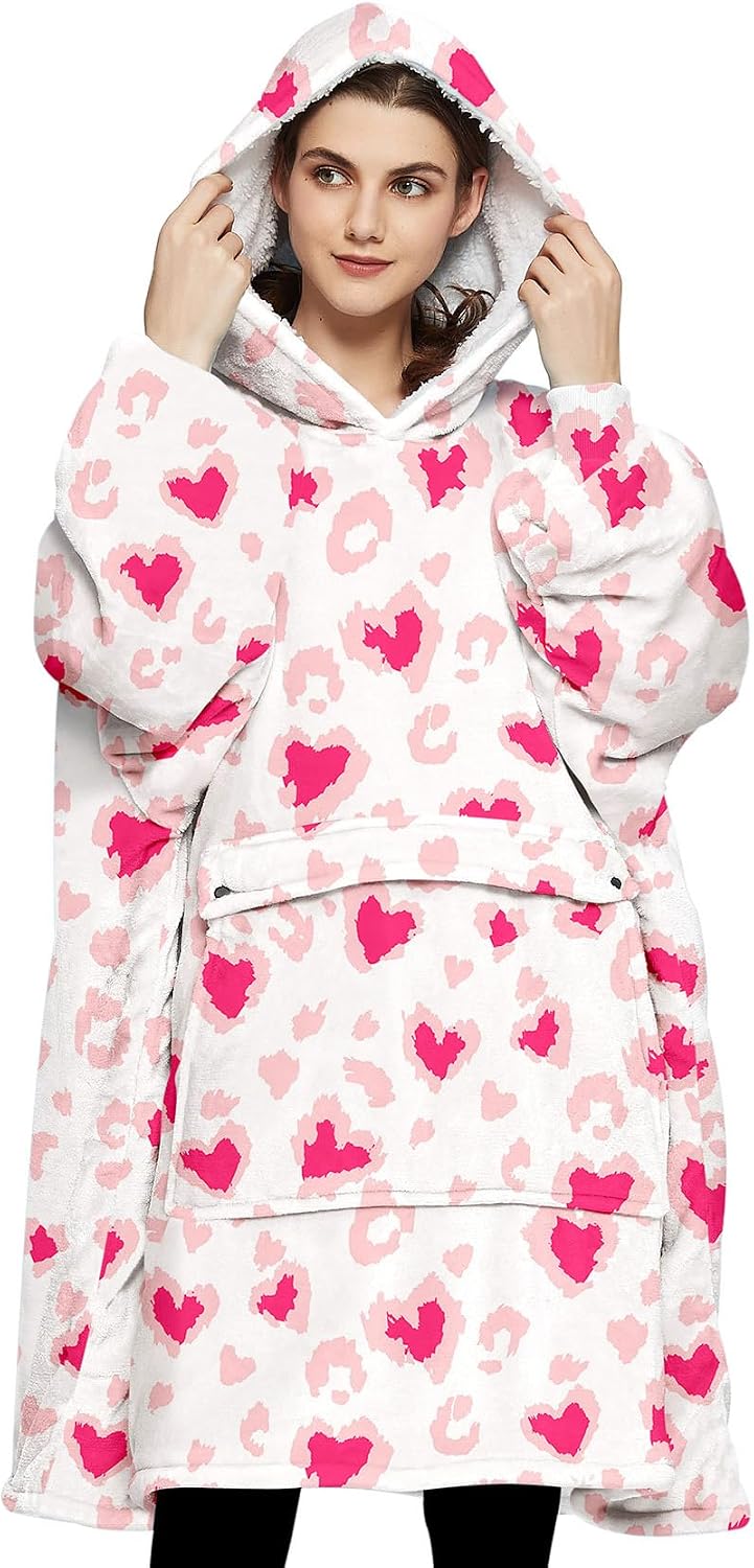 Wearable Blanket Hoodie for Adults With Pocket Strawberry Hoodie | Sherpa, Fuzzy Blanket Hoodie, Oversized Sweatshirt Blanket, Kangaroo Pouch, Cute Birthday Gifts for Sister, Cute Stuff