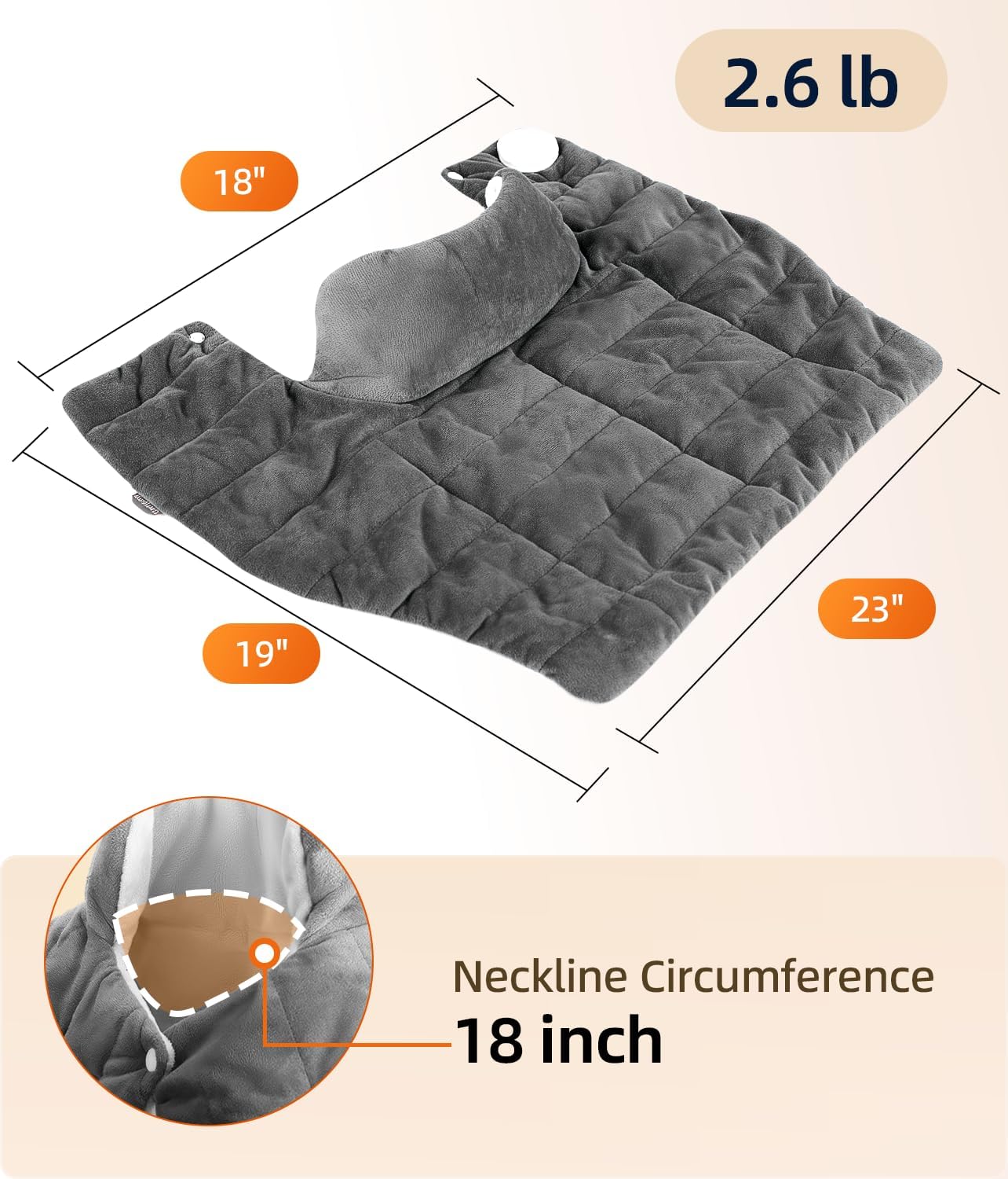 Comfytemp Heating Pad for Neck and Shoulders and Back, 2.6lb Weighted Electric Heating Pads, Large Heated Wrap, 9 Heat Settings & 11 Timer, Valentines Birthday Gifts for Women Men Mom Dad, Black