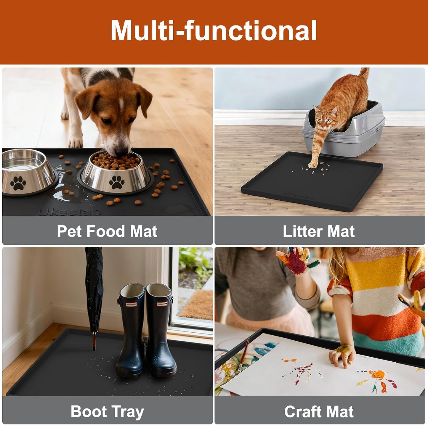 34" x 22" Extra Thick Silicone Mat Waterproof with Raised Edge, | Under Sink Mat for Kitchen & Bathroom, Kitchen Cabinet Liner, Multi-Purpose for Storage & Protection