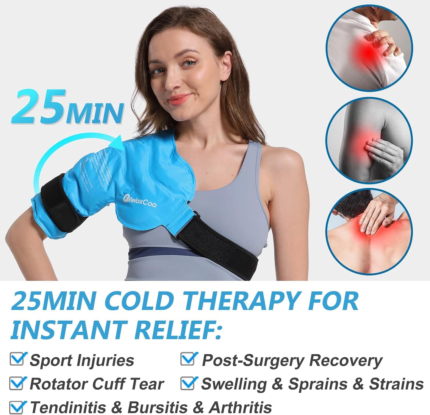 RelaxCoo Ice Pack for Knee Pain Relief, Reusable Gel Ice Wrap for Leg Injuries, Swelling, Knee Replacement Surgery, Cold Compress Therapy for Arthritis, Meniscus Tear and ACL Blue