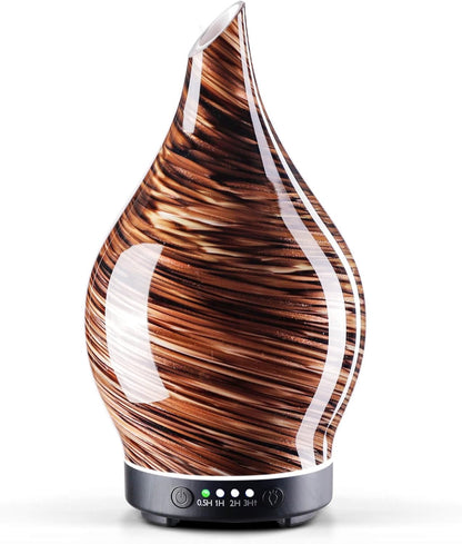 Porseme Oil Diffuser 3D Glass Aromatherapy Ultrasonic Humidifier, Air Refresh Auto Shut-Off, Timer Setting, BPA Free for Home Hotel Yoga Leisure SPA Gift 150ml Last 6H - Colors B
