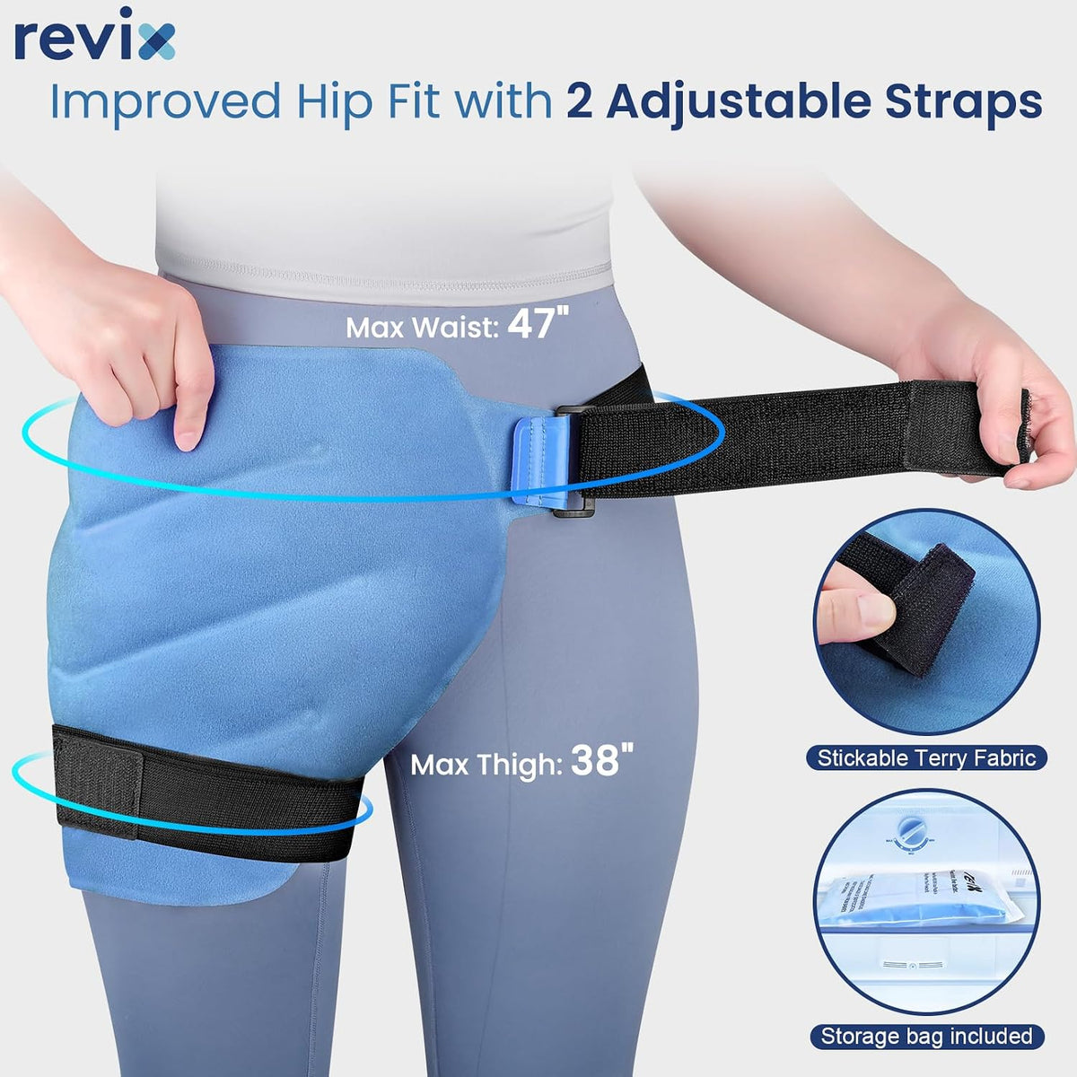 REVIX Extra Large Hip Ice Pack Wrap After Surgery, Cold Packs for Hip