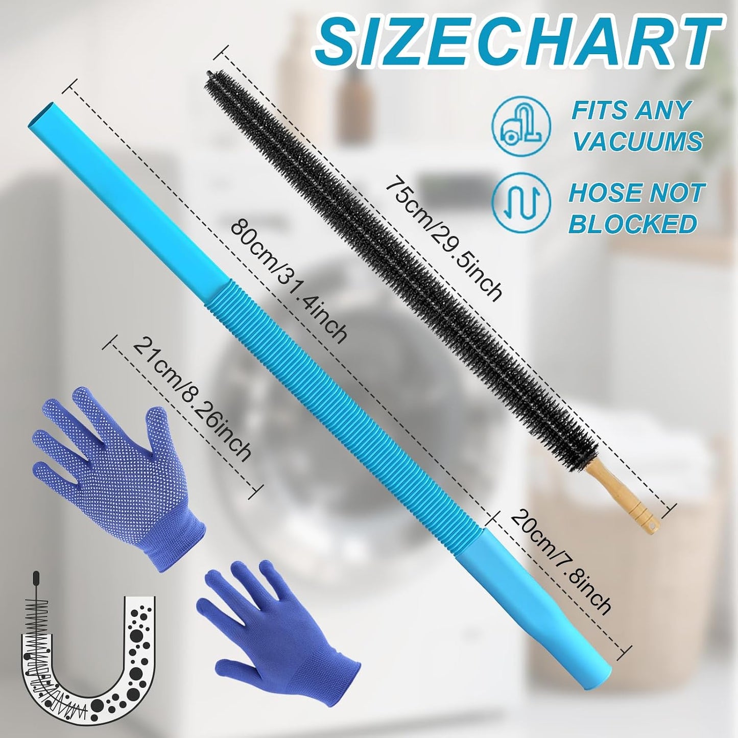 Upgraded Dryer Lint Vent Cleaner Kit: Flexible Vacuum Hose Attachment for Lint Removal |Universal Vacuums Deep Cleaning Brush for Clogged Ducts