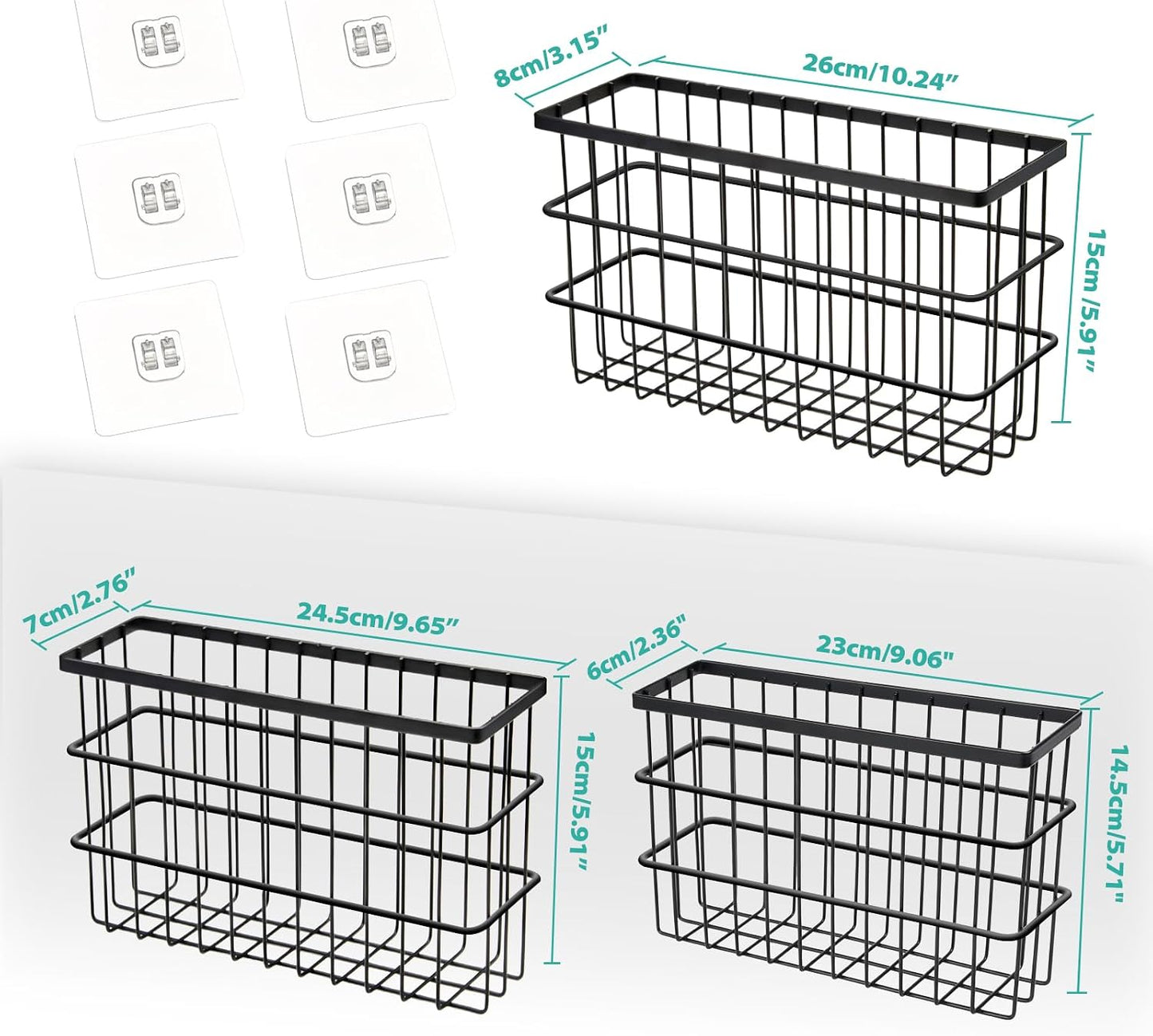 Sinnsally 2 Pack Cabinet Door Organizer,Self Adhesive Lid Organizers Inside Cabinet Storage Boxes,Hanging Storage Basket Organizer Wall Mounted Pantry Caddy Cup Holder for Kitchen,Fridge,Bathroom