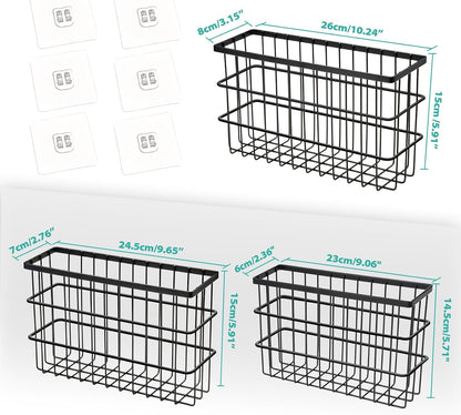 Sinnsally 2 Pack Cabinet Door Organizer,Self Adhesive Lid Organizers Inside Cabinet Storage Boxes,Hanging Storage Basket Organizer Wall Mounted Pantry Caddy Cup Holder for Kitchen,Fridge,Bathroom