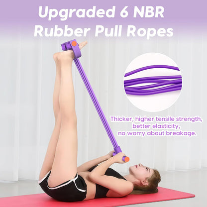 Pedal Resistance Band with Handles, 6-Tubes Natural Rubber Exercise Bands | Upgrade Foot Pedal Resistance Bands for Working Out, Multifunction Fitness Equipment for Abdomen, Waist, Arm, Leg, Pilates