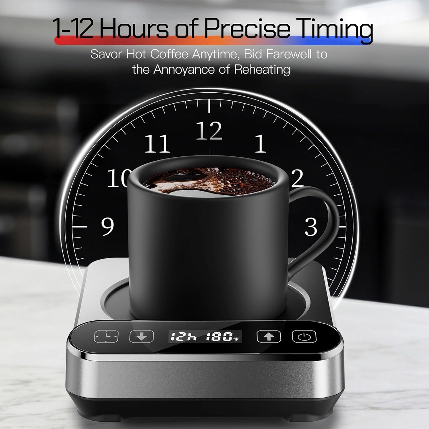 Smart Mug Warmer with Infrared Sensor, Coffee Mug Warmer for Desk | 6 Temp Settings & 12H Timer Coffee Cup Warmer with Auto On/Off, Electric Beverage Warmer for Office & Home, Coffee Lover Gift