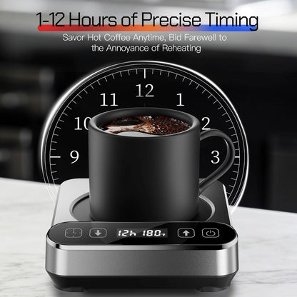 Smart Mug Warmer with Infrared Sensor, Coffee Mug Warmer for Desk | 6 Temp Settings & 12H Timer Coffee Cup Warmer with Auto On/Off, Electric Beverage Warmer for Office & Home, Coffee Lover Gift