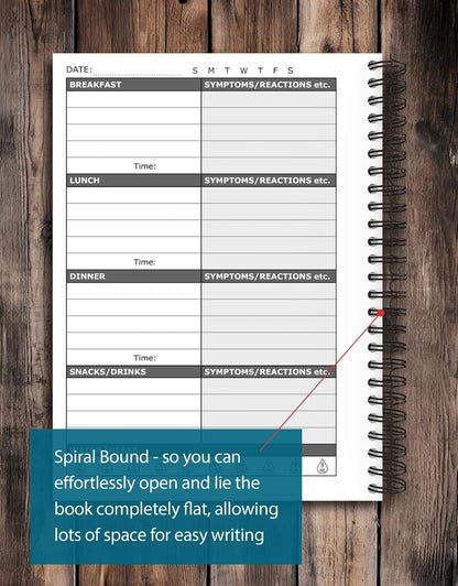 Food Diary and Symptom Log - Track How Your Diet Affects Your Symptoms | for IBS, Allergies, Intolerance, Crohn’s/IBD | A5 (5.8” x 8.3”) Spiral Bound
