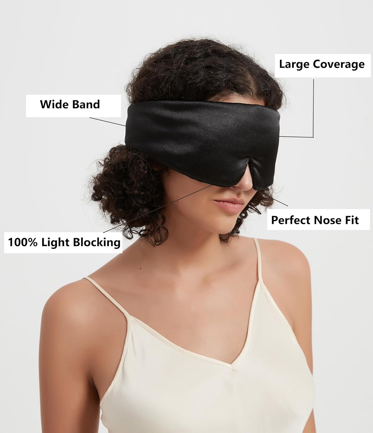 ALASKA BEAR Wraparound Style Organic Cotton Eye Mask with Padded Nose, Big Wide Headband and Large Coverage Ear Muff Sleeping Mask with Bottom Flap for Full Blackout, Dark Grey