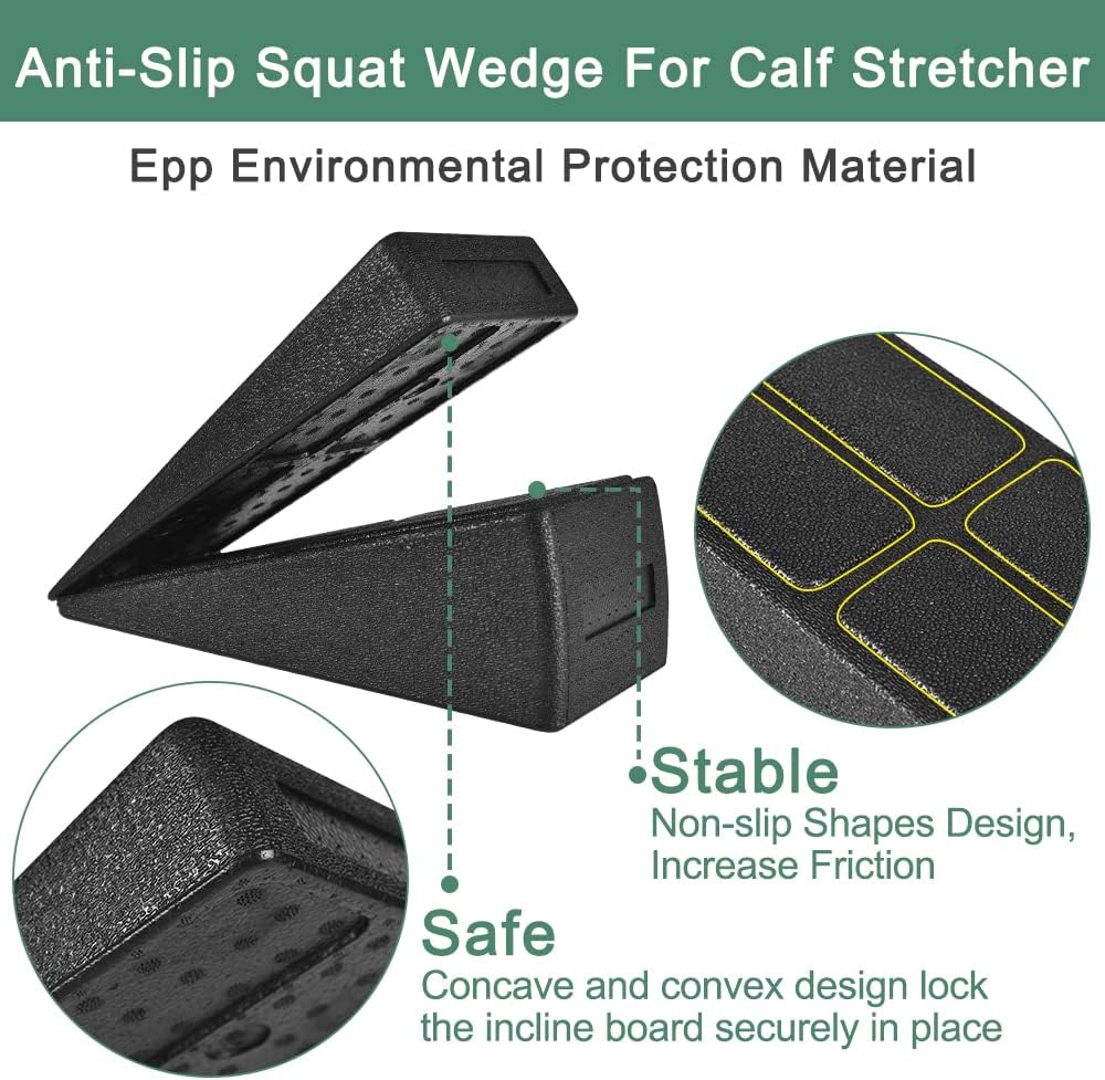 Slant Board 3 Pcs Squat Wedge for Calf Stretching | 12" x 6.3" With Carry Bag，Adjustable Foam Slant Board Wedge Great for Exercises，Foot Stretcher for Plantar Fasciitis