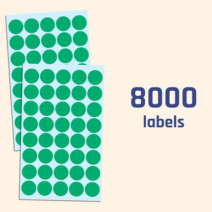 2000 Pack, 3/4" Round Colored Dot Stickers Labels - 10 Colors