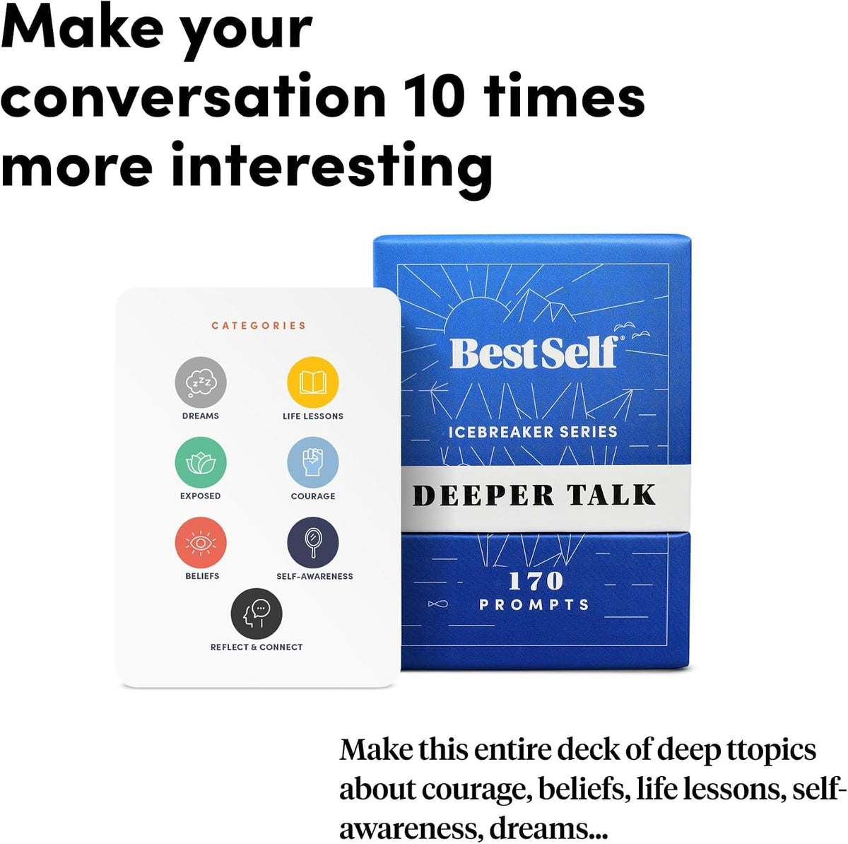 BestSelf Icebreaker Deck – 170 Ice Breaker Cards for Adults, Work & Groups