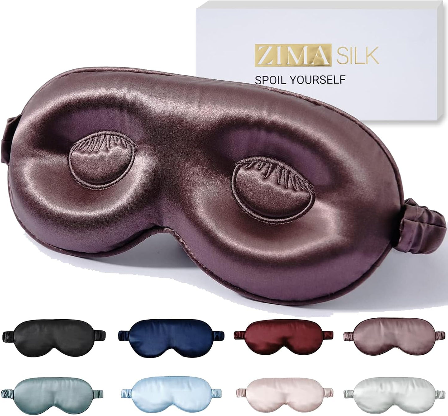 ZIMASILK Adjustable 22 Momme 100% Pure Mulberry Silk Sleep Mask, 3D Contoured Cup Eye Mask for Sleeping, Super Soft Breathable Blindfold, Perfect Blocks Light for Sleeping (Black)