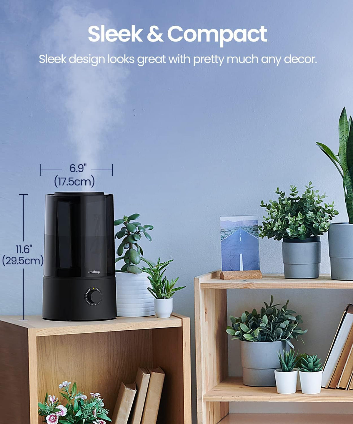 raydrop 1.7L Cool Mist Humidifier for Bedroom Nightstand