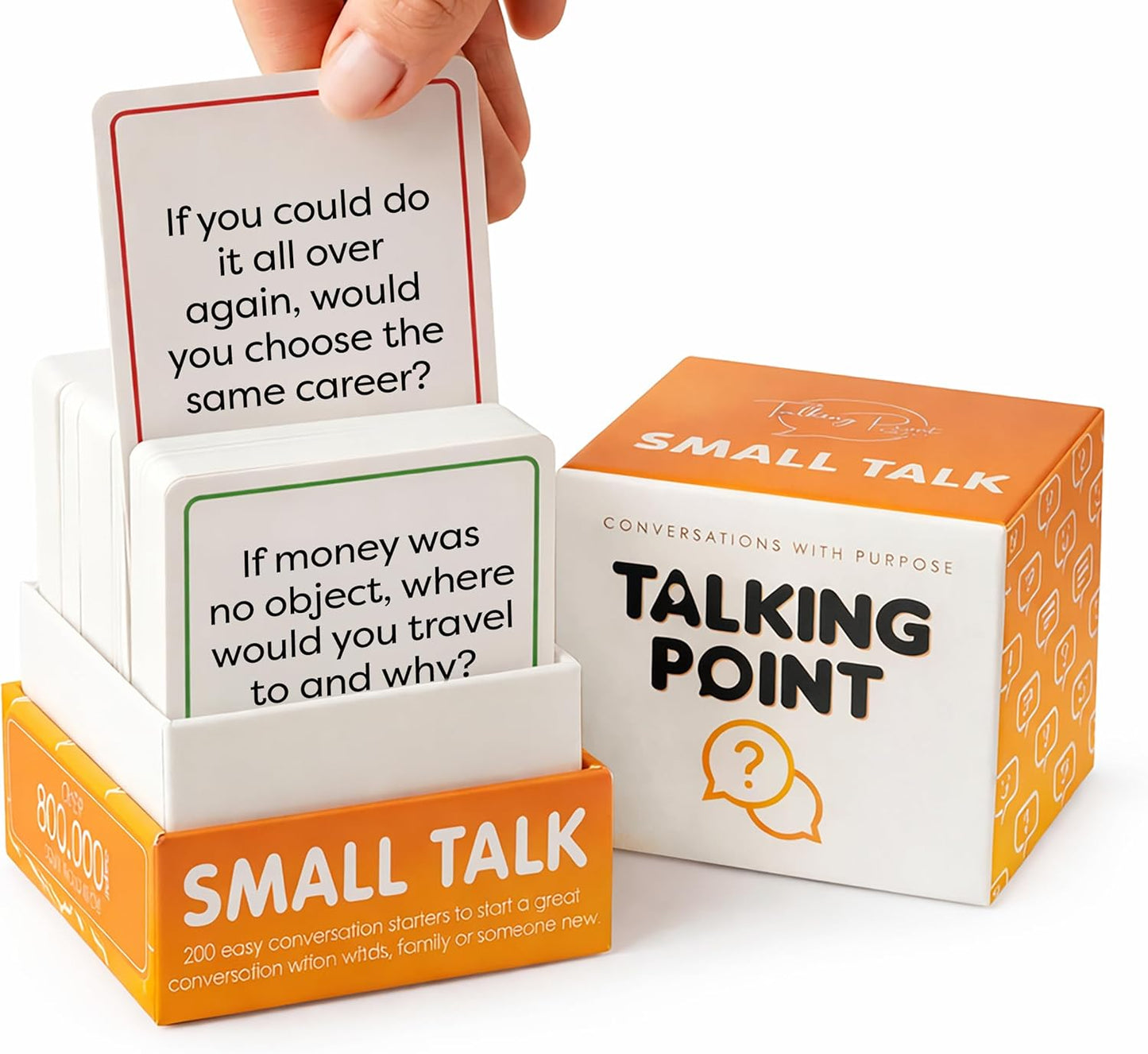 200 Fun Icebreaker Conversation Starter Cards for Adults - Easy Small Talk | Ice breaker card game, get-to-know-you & table talk games; question cards for work; 8 topic categories by Talking Point Cards