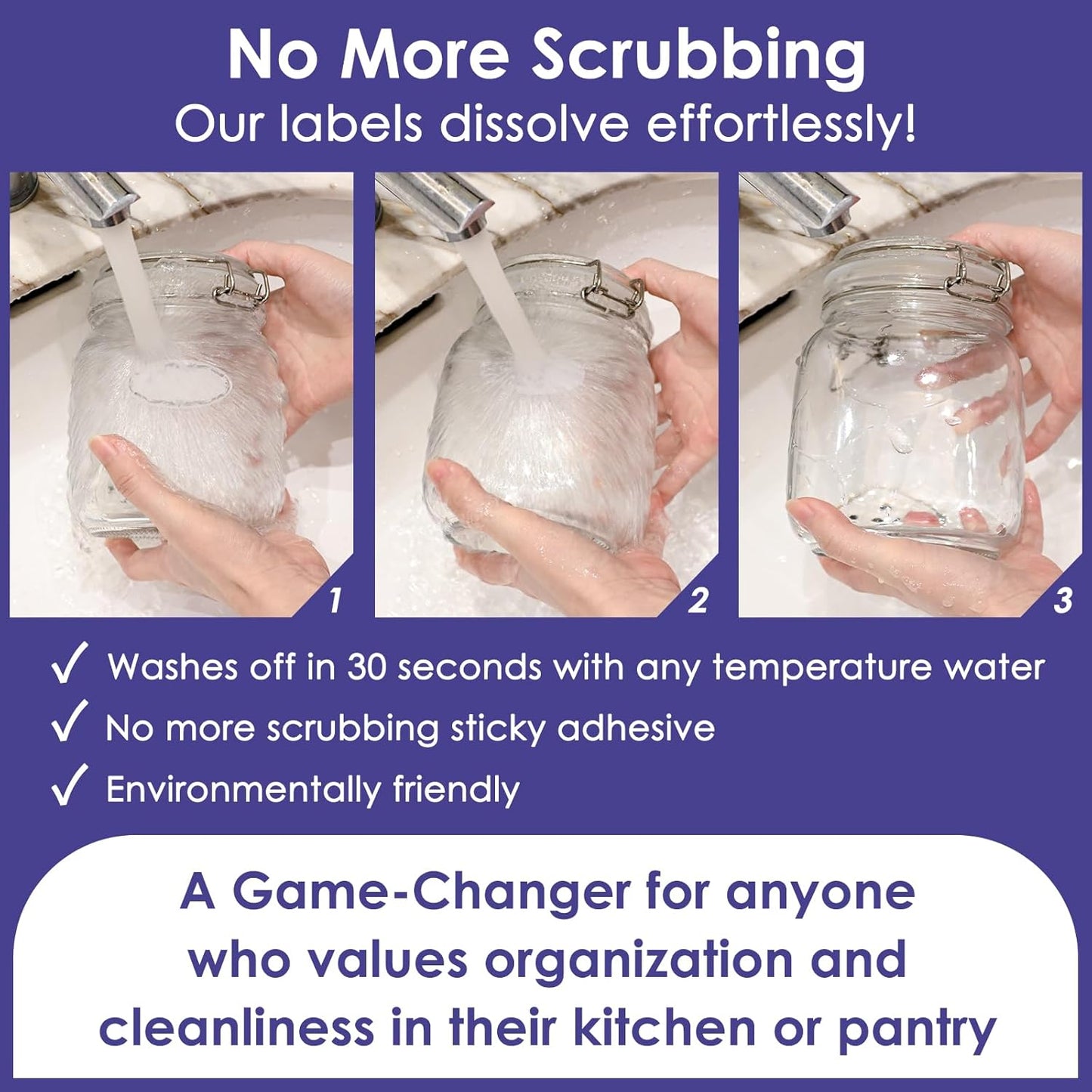 DGBDPACK Water Soluble Canning Labels, 1 x 2 1/8 in for Mason Jars 200 Pack | 200 stickers with 8 decorative designs, fully dissolvable in water, pickles, mason jars.
