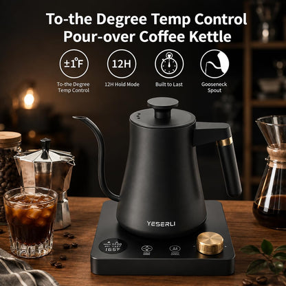 Gooseneck Electric Kettle with ±1℉ Temperature(104-212F) Control 1.0L