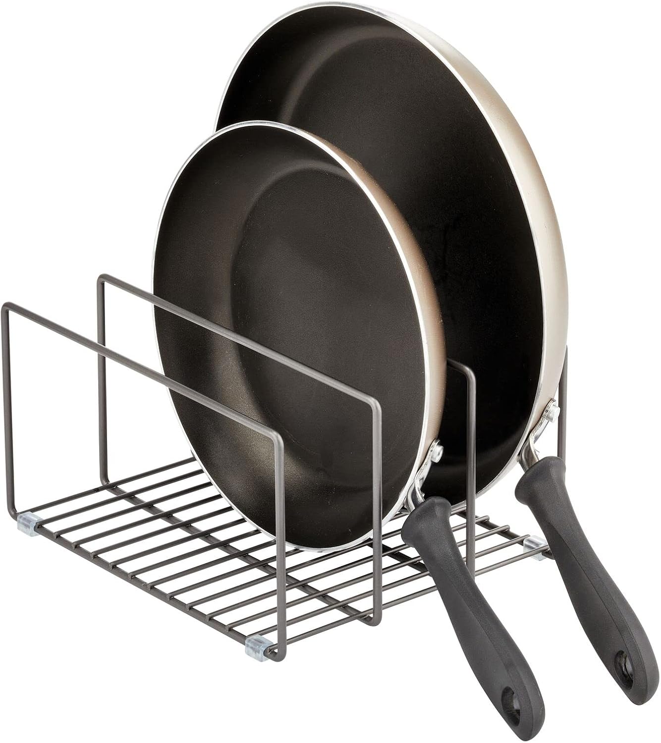 mDesign 3 Slot Tray and Pan Rack — Metal Wire Rack for Pantry and Kitchen Storage — Freestanding Pan Lid Holder Also for Baking Trays and Crockery – Silver