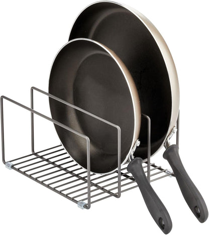 mDesign 3 Slot Tray and Pan Rack — Metal Wire Rack for Pantry and Kitchen Storage — Freestanding Pan Lid Holder Also for Baking Trays and Crockery – Silver