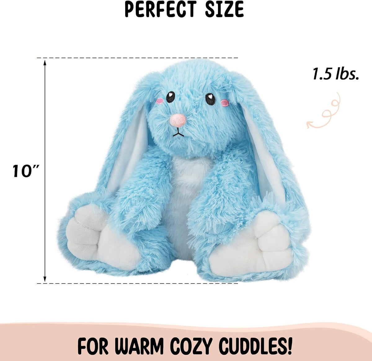 Bunny Microwavable & Weighted Stuffed Animals - 1.5 Lbs Unscented Heating Pad for Period Cramps Pain Relief and Anxiety, Cute Bunny Plush Toys Gifts for Women Girls Adults and Kids by Happy Fuel