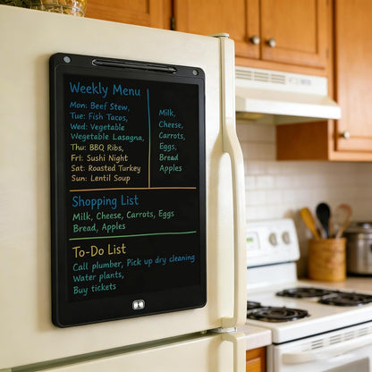 Magnetic Grocery List Pad for Fridge, 13Inch LCD Writing Tablet Magnet Fridge Board to Do Lists Shopping List Message Notepad for Refrigerator with One-Click Erase, Writing Pen (13inch)
