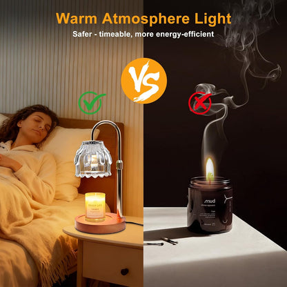 Candle Warmer Lamp with Timer & Dimmer, Birthday Gifts for Women Mom, 4-Level Dimmable Flower Heat Lamp for Jar Candles, Adjustable Height, House Warming Gifts, Home Decor (Purple